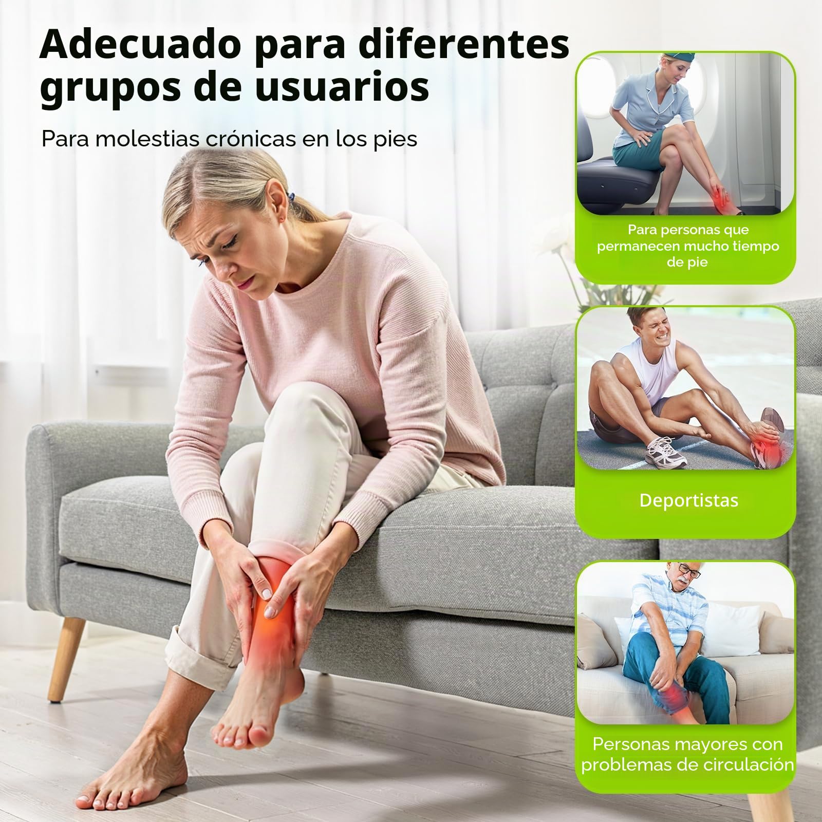 Estimulador circulatorio AUVON TENS y EMS para el dolor y la circulación, 10 modos, 50 niveles de intensidad, 4 h de batería, masajeador de pies EMS para un alivio sin medicamentos