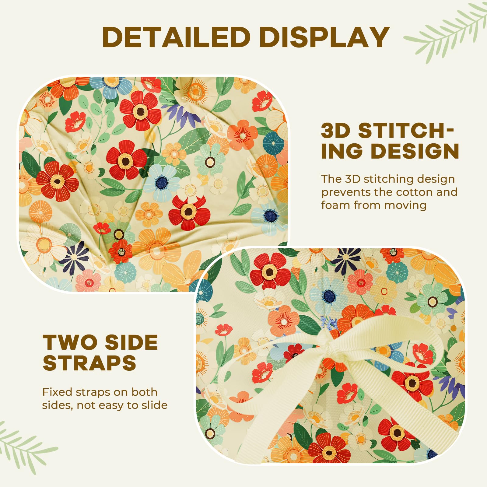 joomie Cojín de repuesto impermeable para columpio de huevo, 120 x 84 x 18 cm de grosor, cojín extraíble con lazos para silla de jardín, hamaca de huevo, margarita 2#