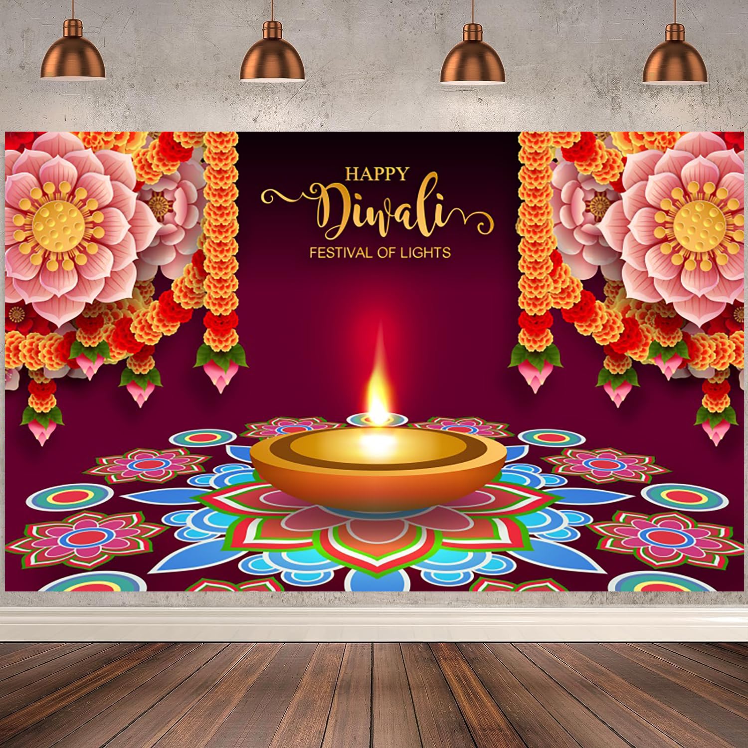 Diwali Türabedeckung Mit Pfau-Motiv – Indische Partydeko Fürs Fest Der Lichter (180 X 90 Cm)