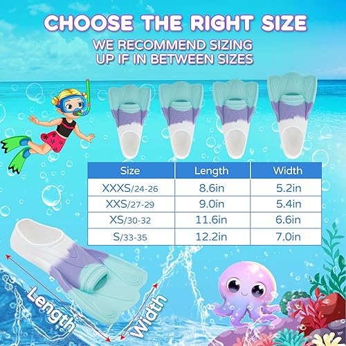 Miniatura 4 de Aletas de natación para niños, aletas de entrenamiento de natación, aletas cortas para jóvenes, piscina, esnórquel para niñas y niños principiantes