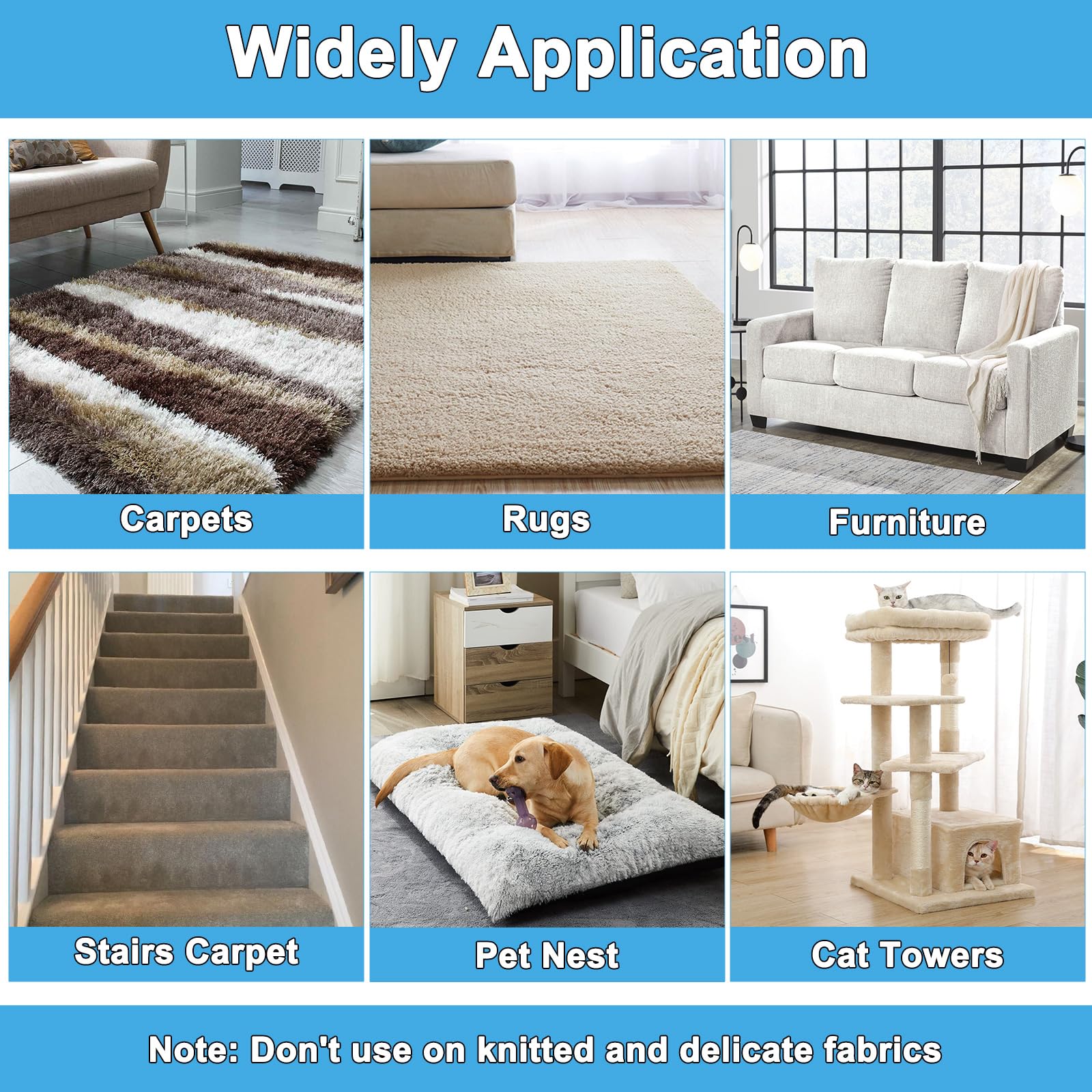 3 in 1 Carpet Rake for Pet Hair Removal, Reusable Pet Hair Remover Broom, 60'' Adjustable Long Handle Dog and Cat Hair Remover Tool Set of 3, Lint Remover Scraper for Carpets, Rugs, Mats, Couch, Car - image 7