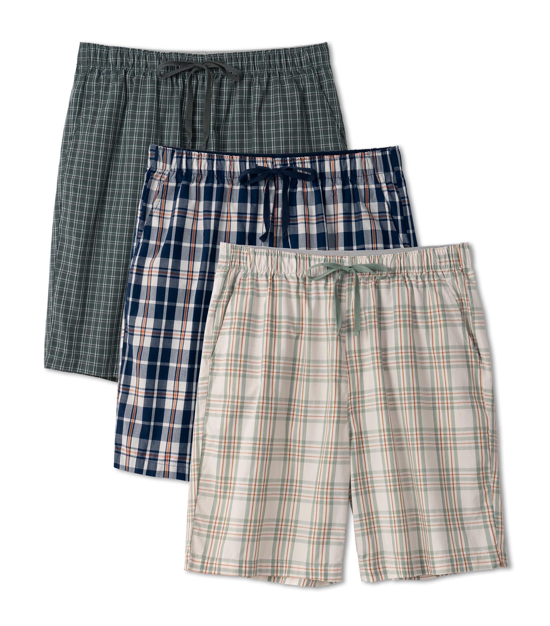 DAVID ARCHY Lot de 3 pantalons de pyjama pour homme en fil peigné en coton et polyester tissé - Pantalon de pyjama long et respirant avec poches