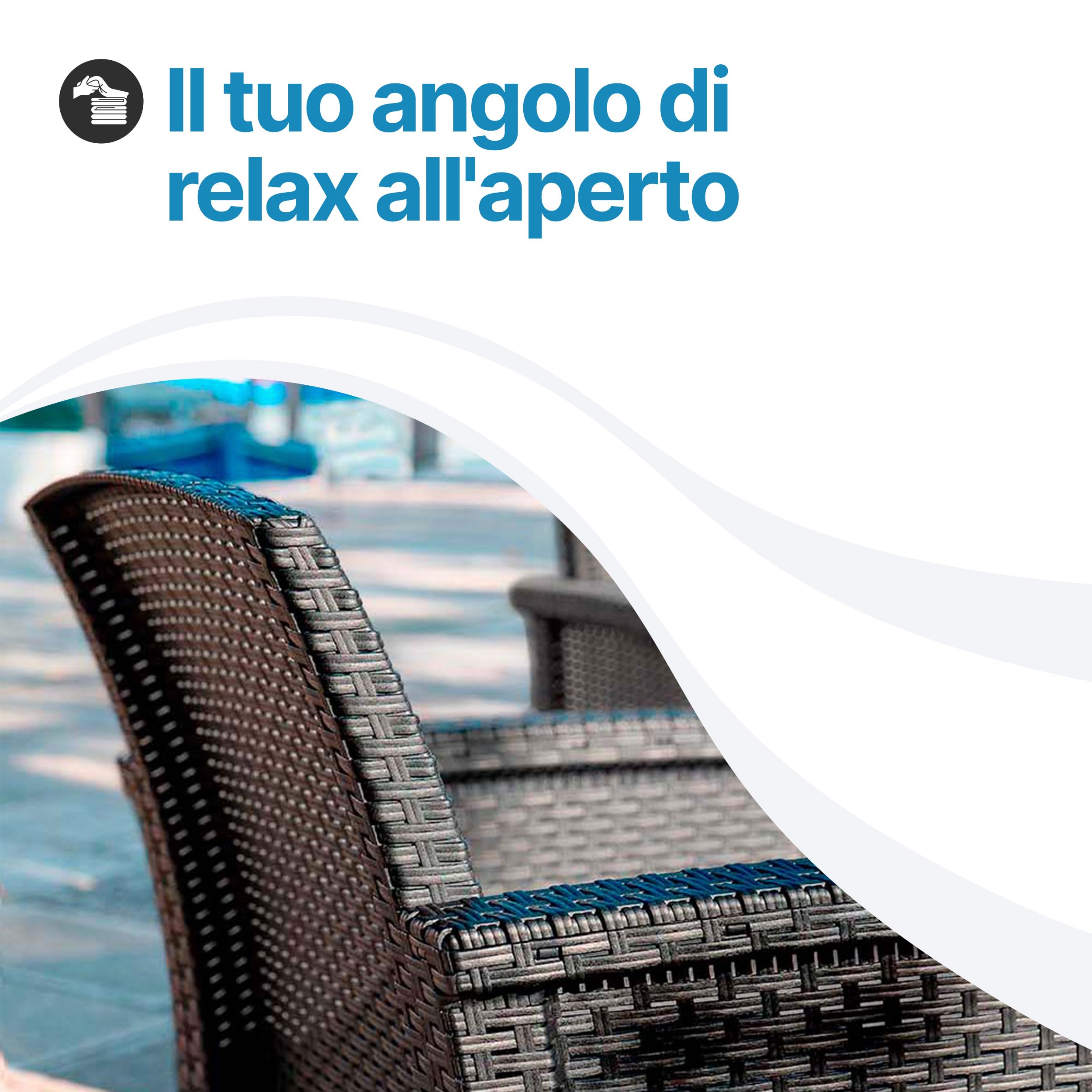Tomaino - Salotto Da Giardino Esterno Stile Rattan - Set Salotto Da Esterno in Polipropilene Impermeabile e Idrorepellente - Salottino Giardino Nero
