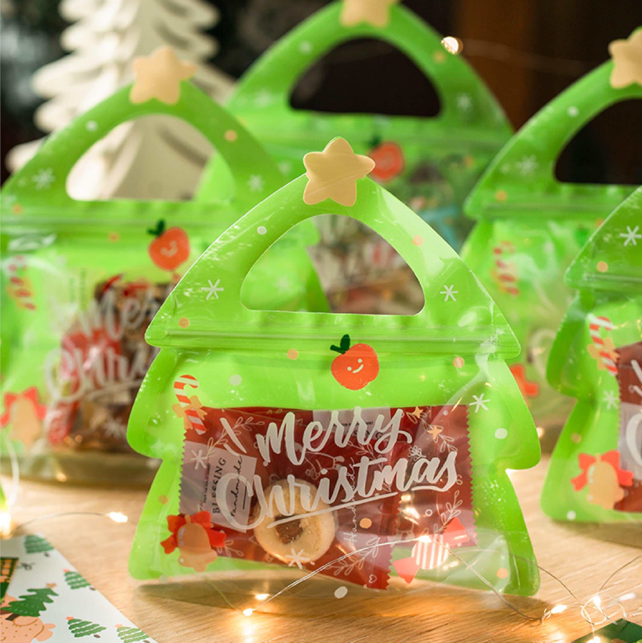 AOKELEON Bolsas de dulces para árbol de Navidad, 100 unidades (árbol de Navidad)
