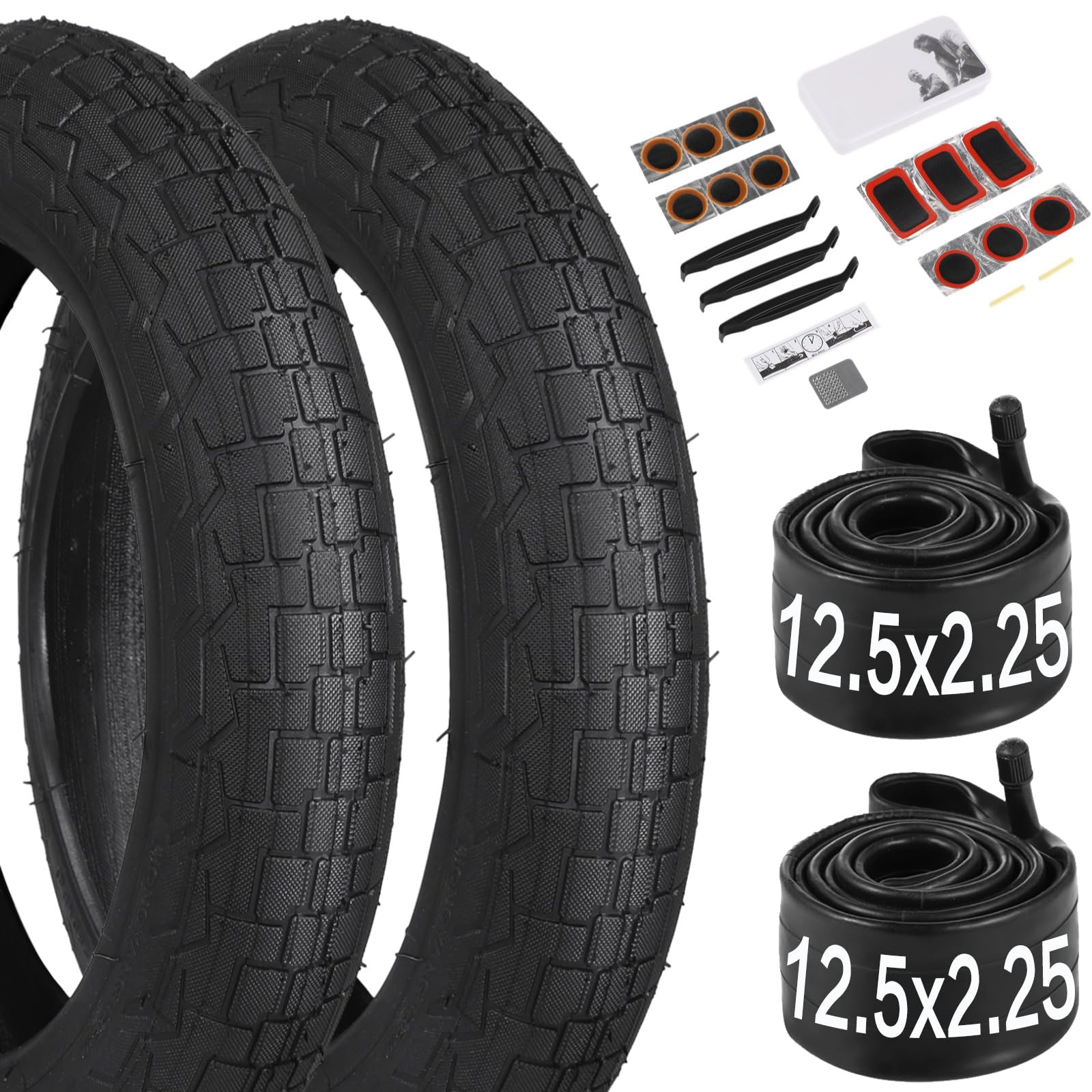yeesport 12 1/2 x 2 1/4 Tire, 2 Pack 12.5" Kid Bike Tire & 12.5x2.25 Inner Tubes, 12.5" Heavy Duty Bike Tubes Schrader Valve,12 ½X2 ¼ Electric Scooter Tires MTB Tires Street (Commuter)