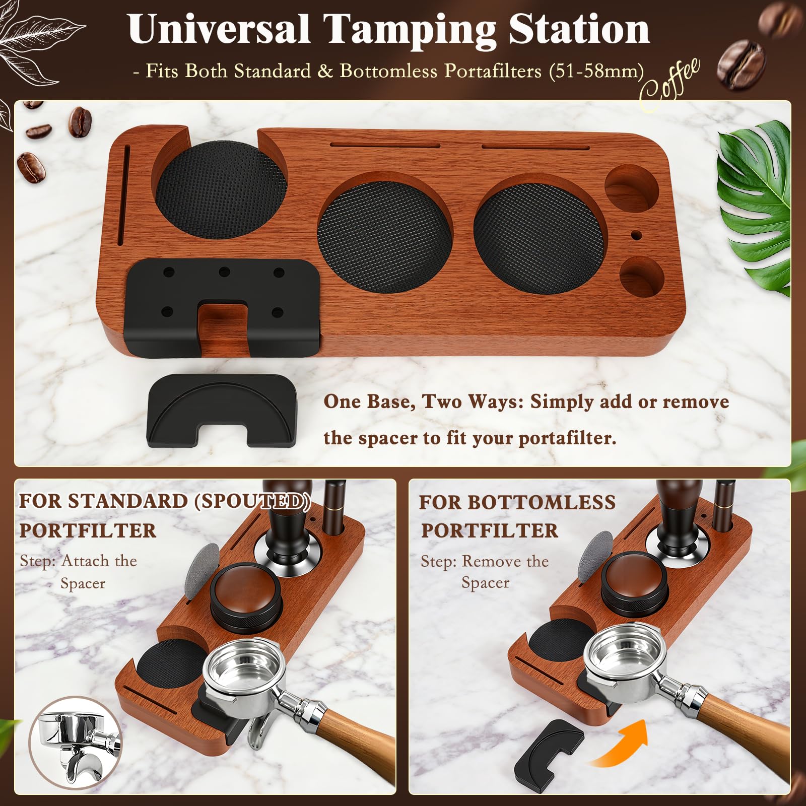Y-Step Barista Zubehör 8pcs, 51mm Espresso Tamper Set, mit Tamperstation, Kaffee Distributor, WDT Tool, Schwerkraft Tamper, Dosierring, Puck Screen, Reinigungsbürste, Rührer, für Kaffeemaschine