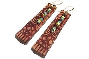 Boho Floral Leather Leaf Earrings