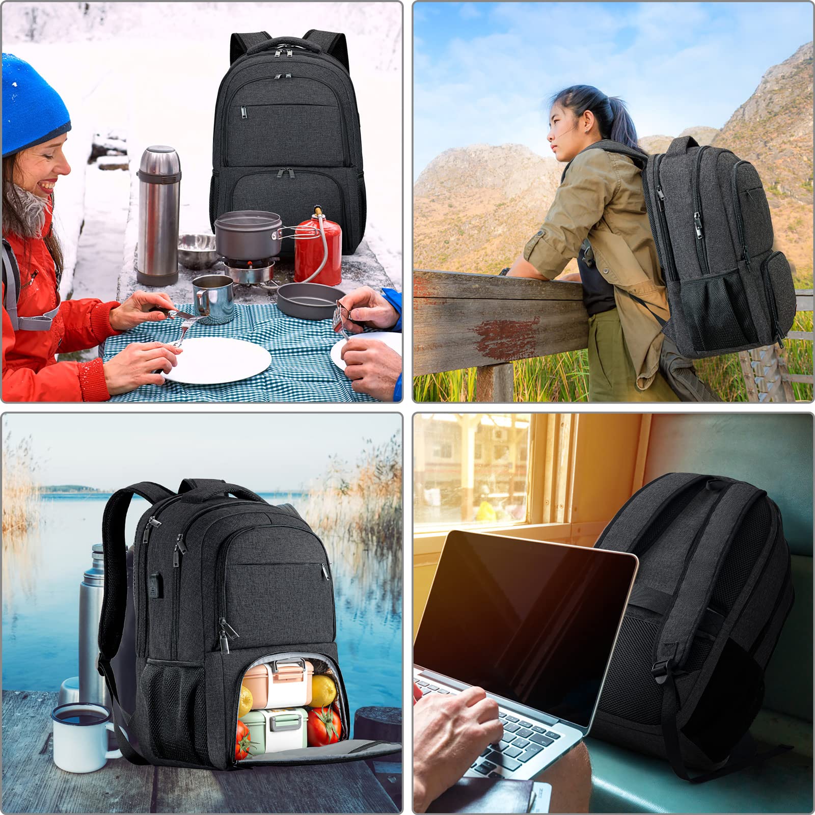BIKROD Mochila Hombre, Mochila Almuerzo Universidad, Grande Mochila Escolar Chicos Impermeable, Mochilas Portátil 17.3 Pulgadas Ordenador Backpack con Puerto USB, Mochila de Viaje