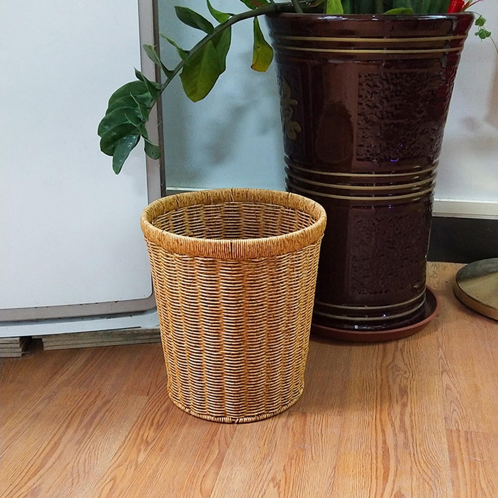 #N/A/a Cesta de Mimbre Misceláneas Cubo de Basura Cesto de Basura de Cocina para Sala de Estar