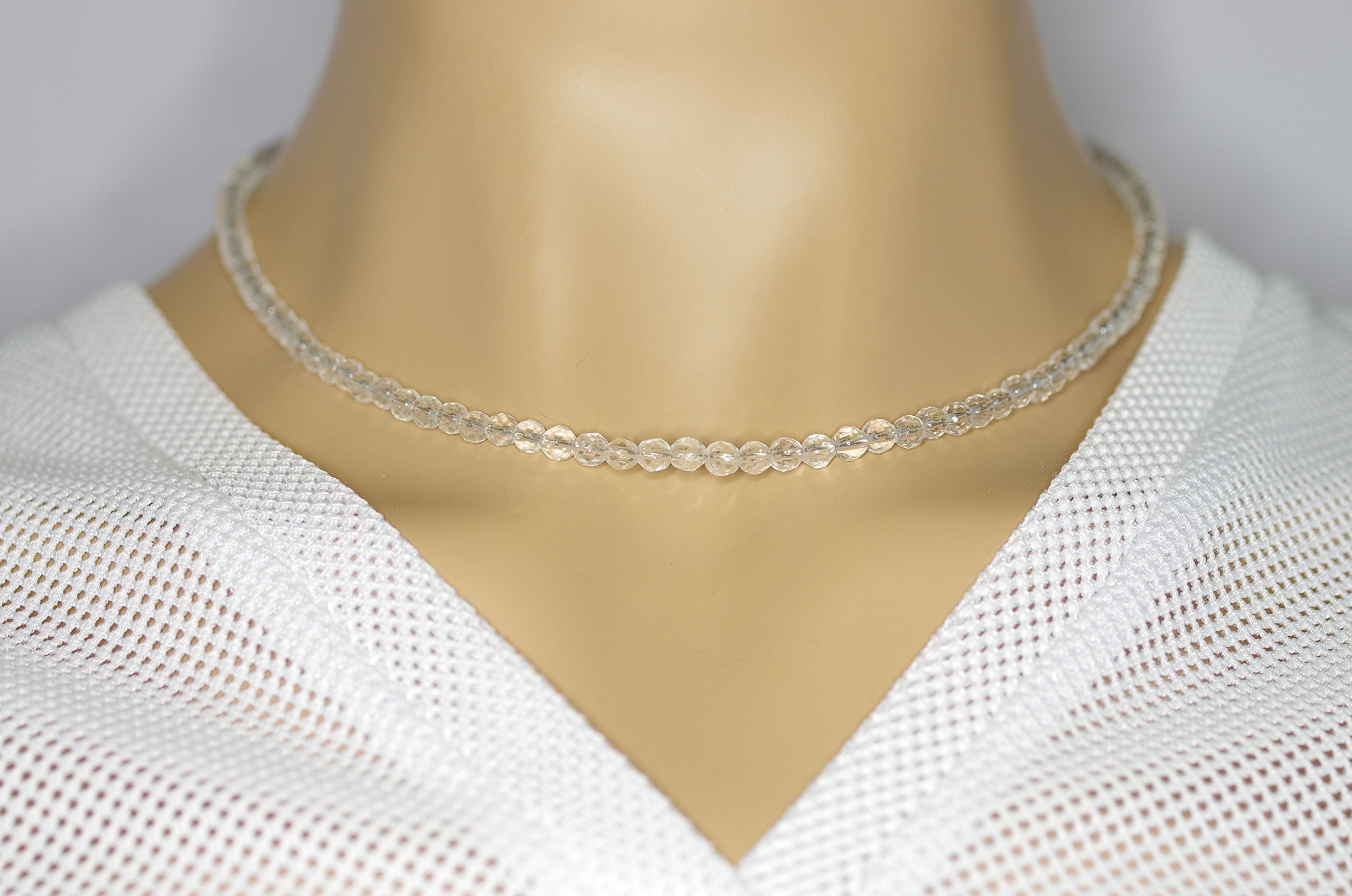 Bergkristall Halskette Kugeln facettiert Größe 4 mm Verschluss 925er Sterling-Silber