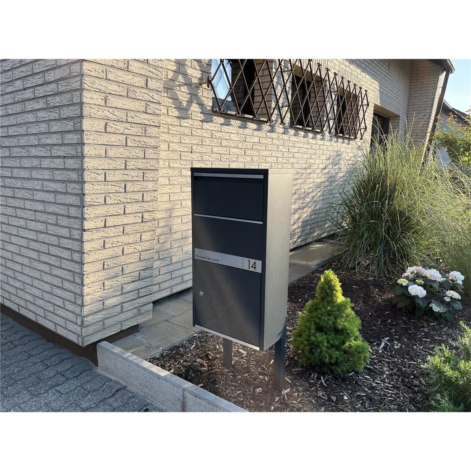 Metzler® boîte à Colis avec clapet Anti-vol et Support au Sol RAL 7016 Gris Anthracite réception sécurisée sans Contact Acier Inoxydable Personnalisable 10 Ans de pièces détachées Avalon