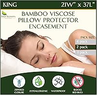 Vista 10 de Four Seasons Essentials Protectores de almohada impermeables de tamaño estándar (juego de 2) – Viscosa natural derivada de bambú – Fundas