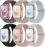 KnossenWatchBand 6 Pack Braided Stretchy Apple Watch Bands 38-49mm - Adjustable Nylon Solo Loop for Women Men iWatch Series 11-1 SE Ultra