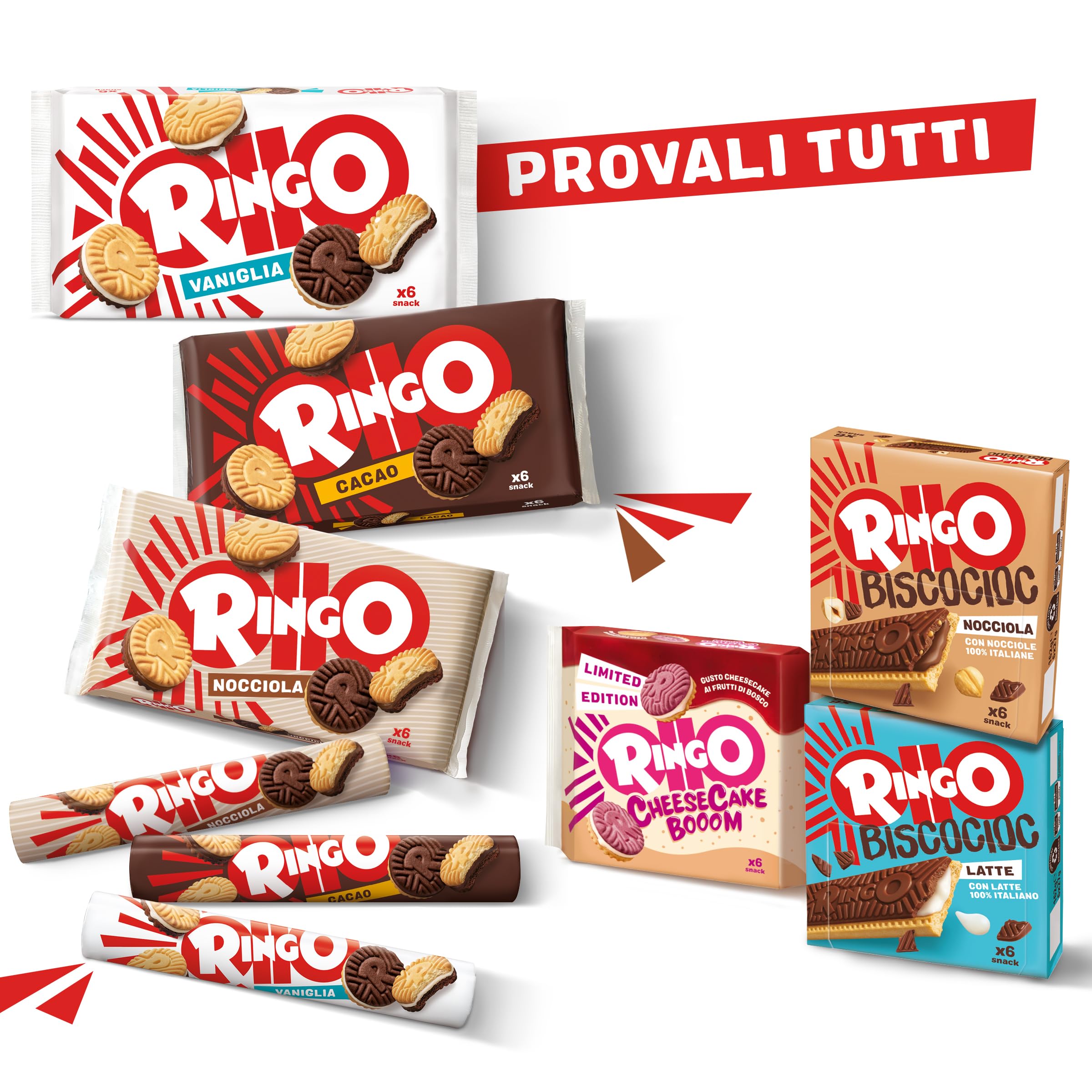 Pavesi Snack Ringo Cheesecake Booom, Biscotti Farciti con Crema Dolce al Formaggio e Biscotti ai Frutti di Bosco e Malto d'Orzo, Snack per Merenda o Pausa Studio, 165g