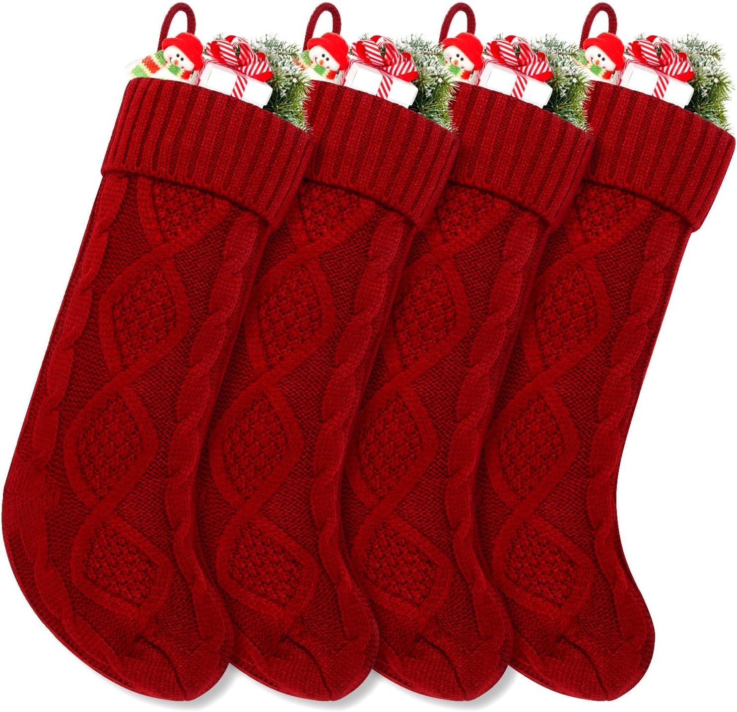 4 Pack Christmas Stockings 18 Inches Large Size Cable Knitted Stocking Amazon Christmas Stocking