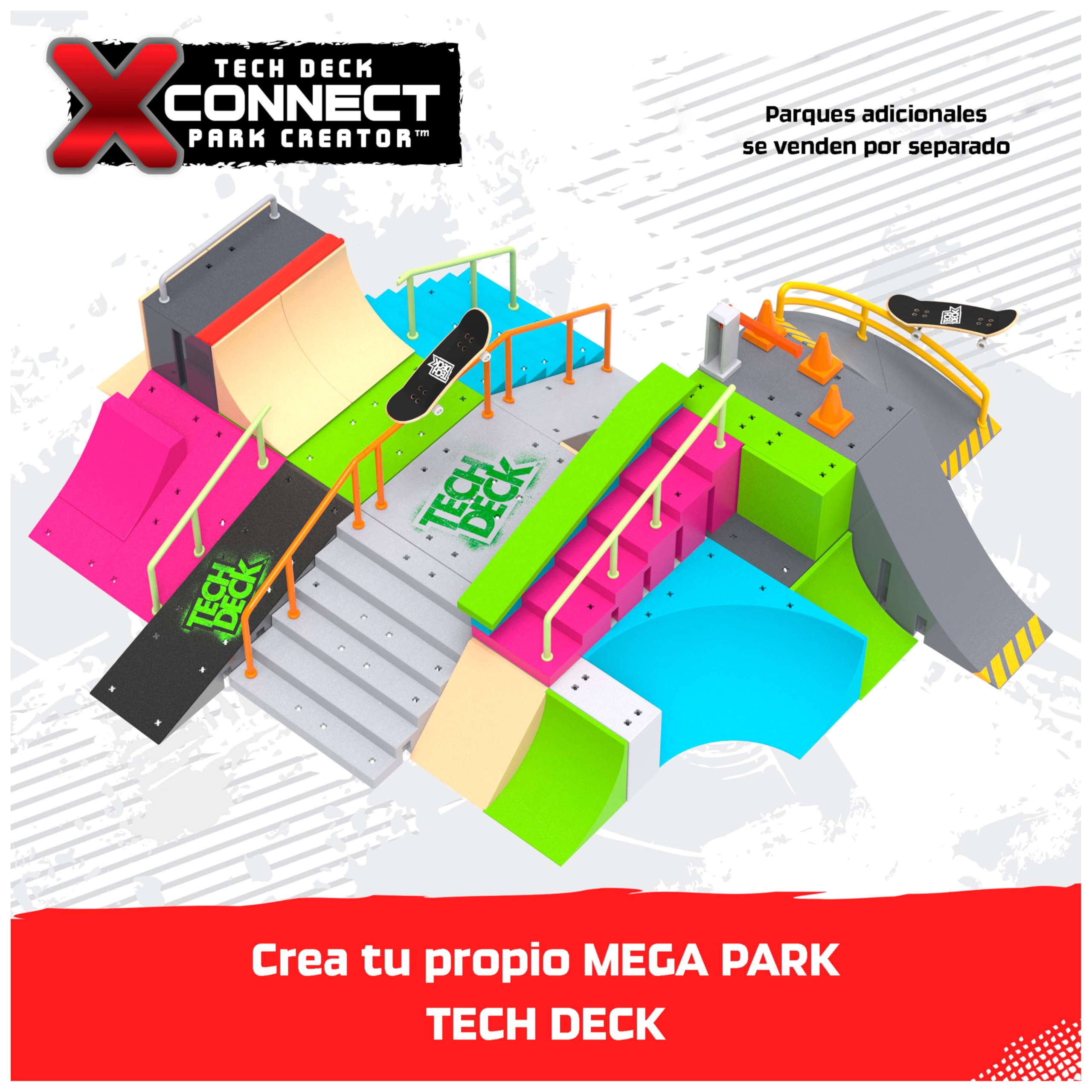 Tech Deck - Finger Skate Park con 2 Fingerboard | Auténticos Skate Dedos 96 Mm Personalizables | Juguete Niño 6 Años O Más | Juguetes para Niños De 6 Años O Más Brilla En La Oscuridad