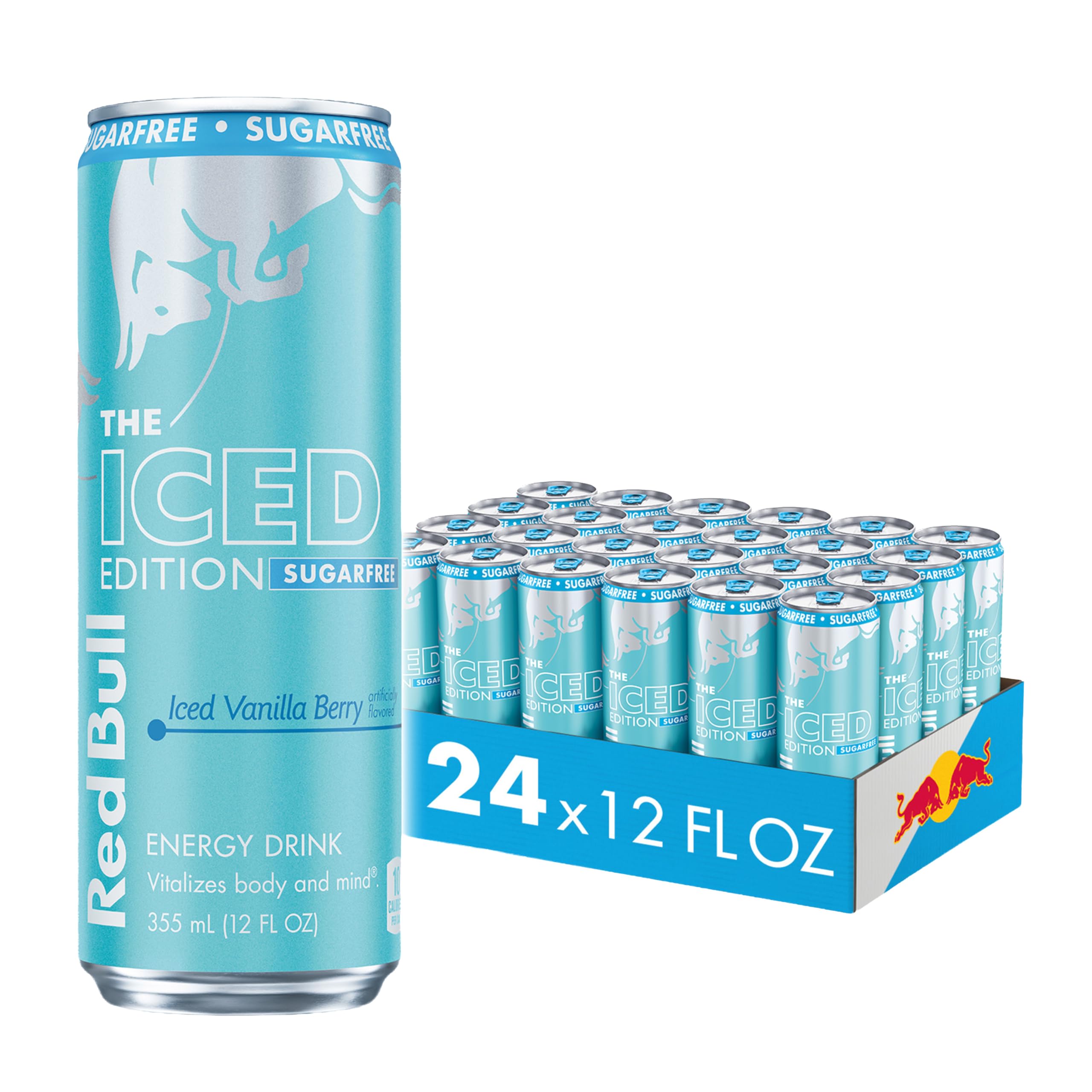 Sugar-Free Iced Vanilla Berry Energy Drink, with 114mg Caffeine plus Taurine & B Vitamins, 12 Fl Oz, Pack of 24 Cans