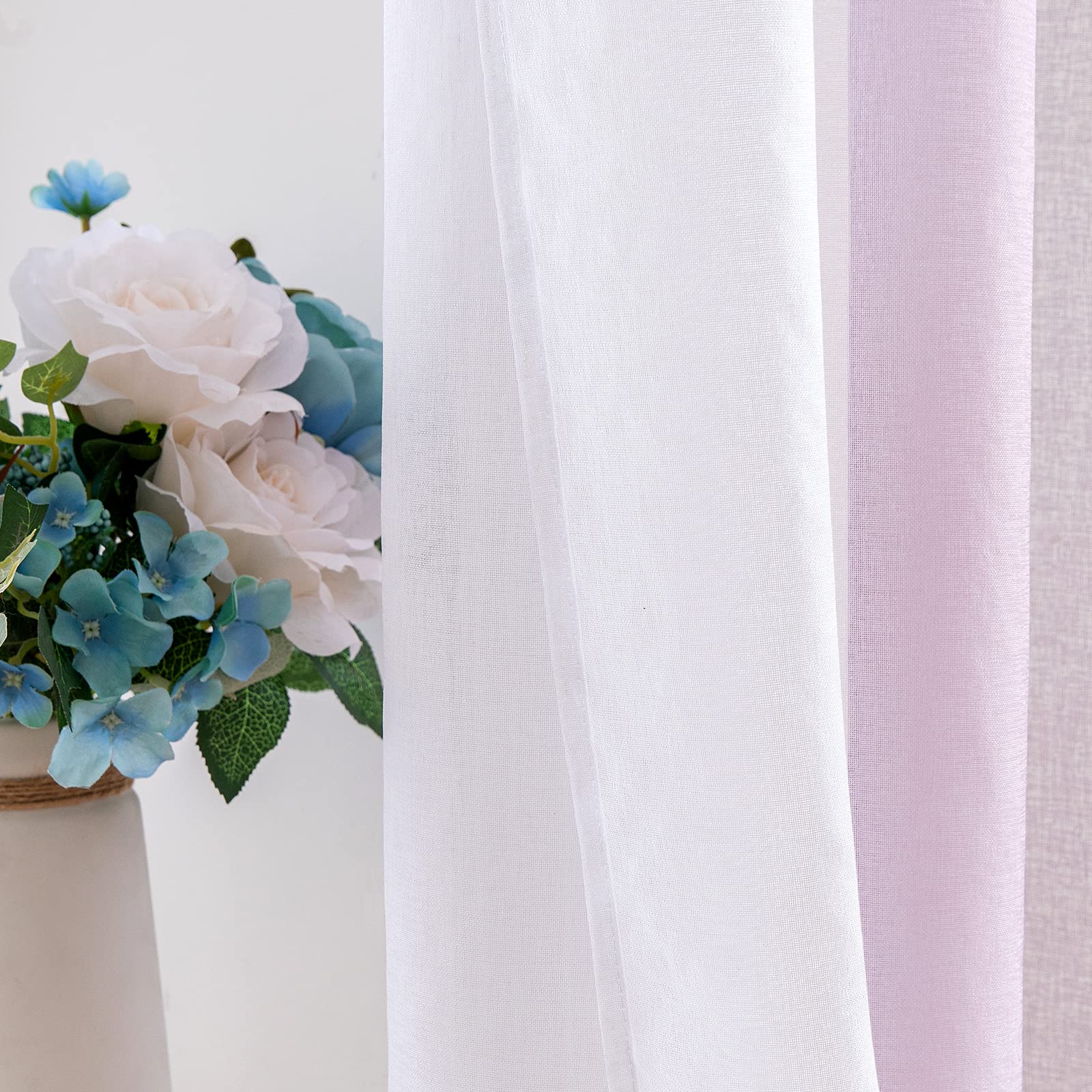 MIULEE Tende Voile in Poliestere Trasparenti Occhielli Sfumato per Soggiorno Camera da Letto Bagno Cucina Camera da Bambino Tenda Finestra Balcone Casa con 2 Pannelli 140 * 280cm Viola