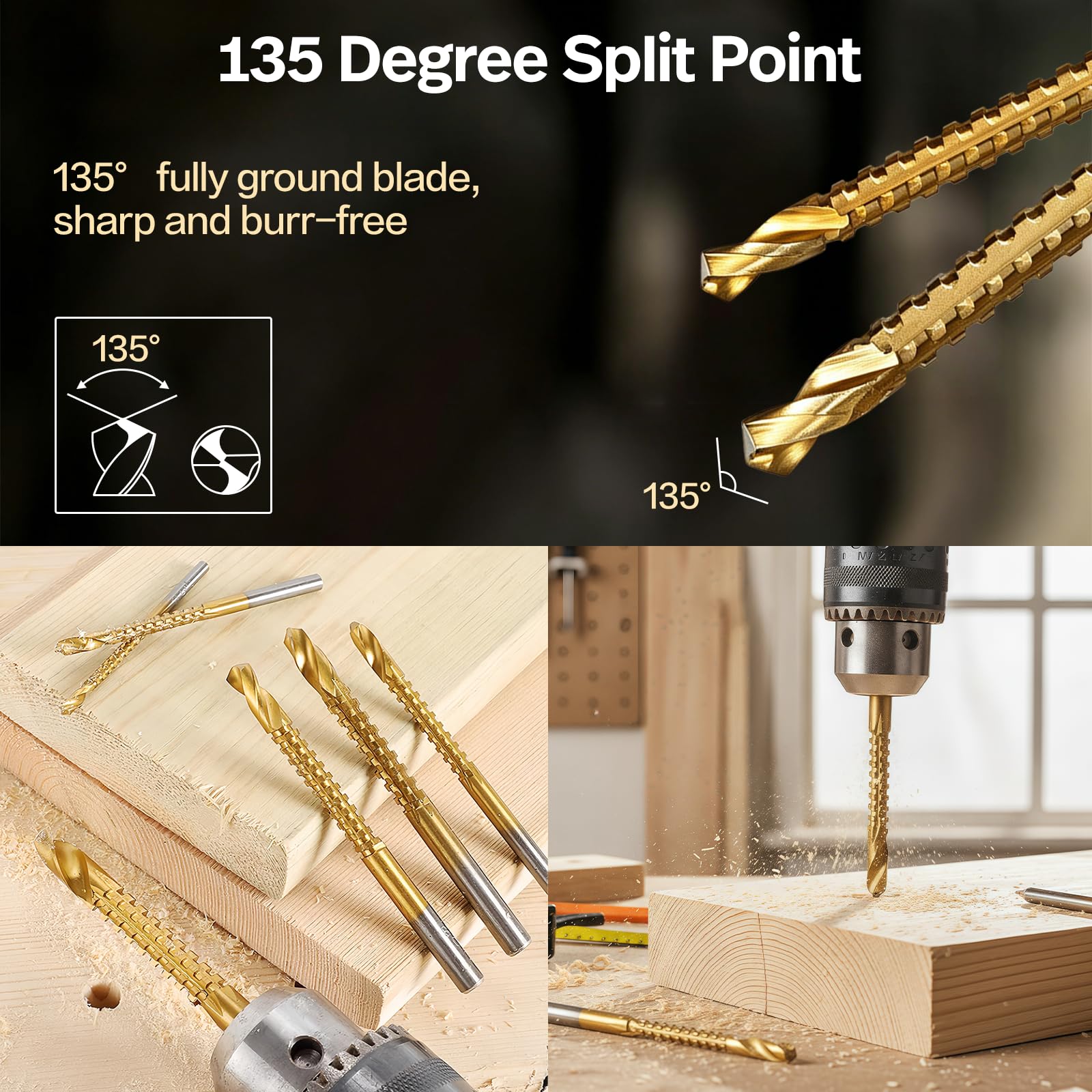 HSS Drill Bit Set - 8 Piece Titanium Coating -5 HSS Drill Bit Set - 8 Piece Titanium Coating -5