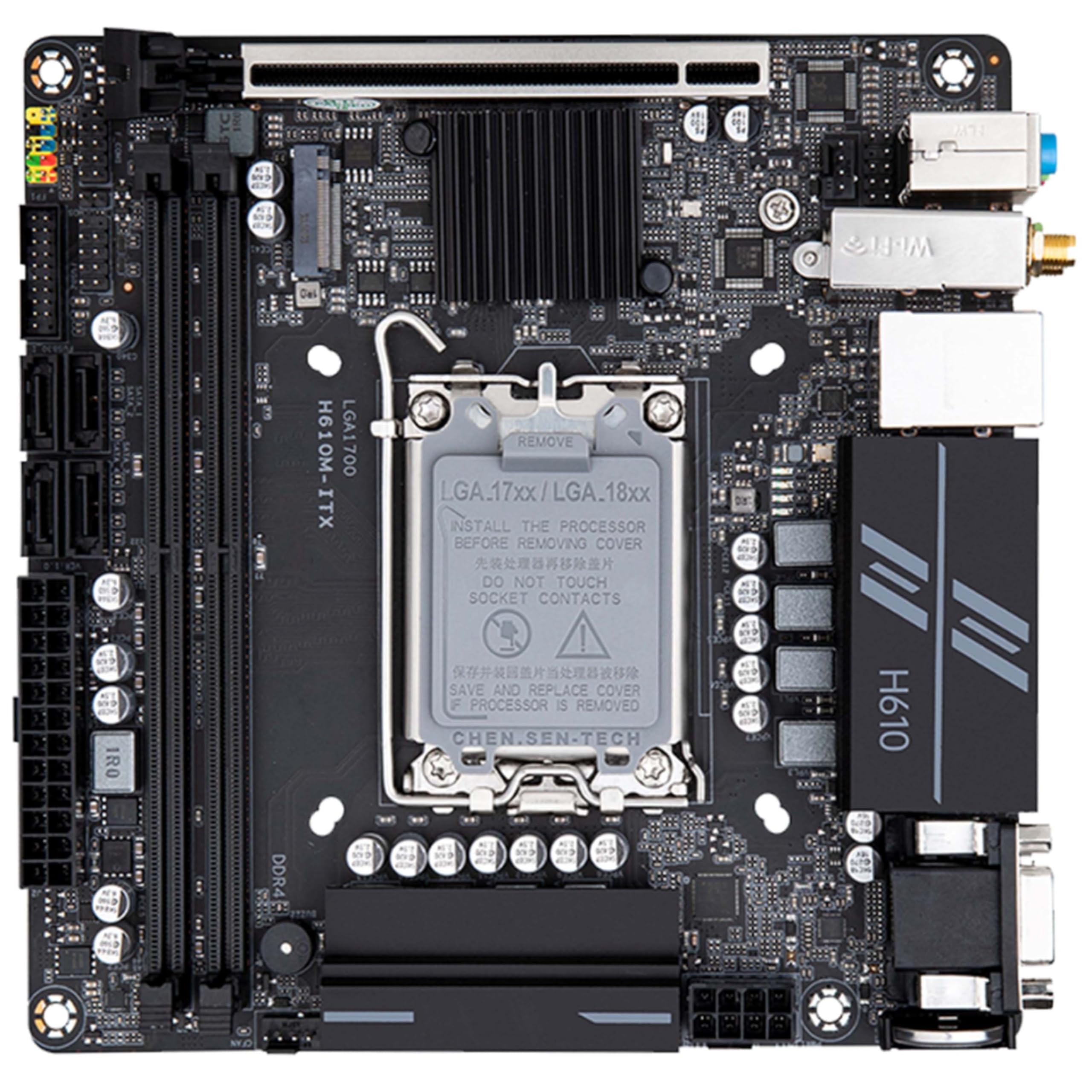 SIMPLETEK - Płyta główna Mini-ITX model H610 12th 13th 14th Gen | Gniazdo LGA 1700 SATA 3 - DDR4 AMI UEFI BIOS z WiFi | 170 x 170 mm