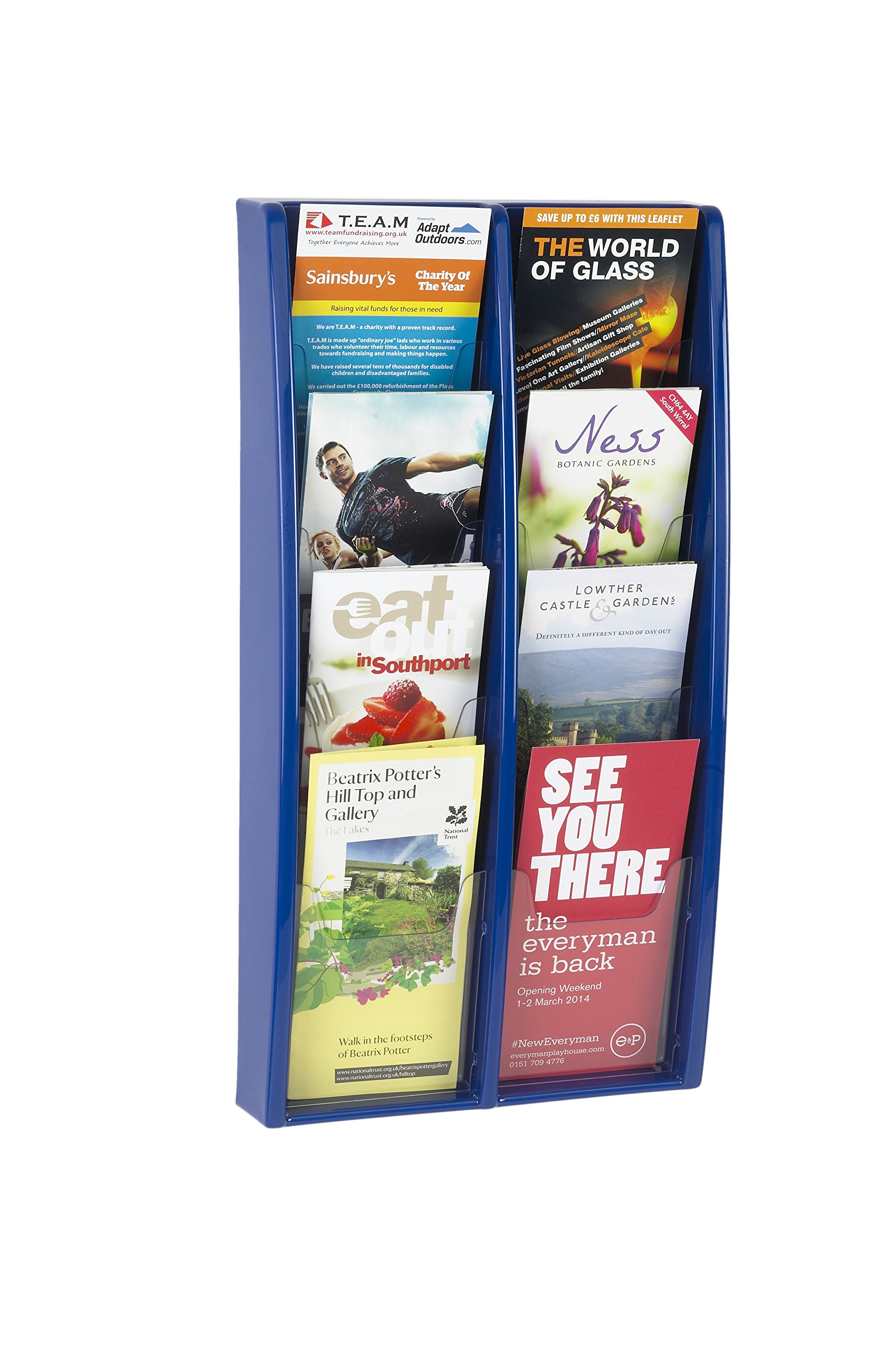 Trim Multimax Blue Wall Mounted Leaflet Dispenser - 8 X 1/3 A4 (Dl) Pockets (Blue)