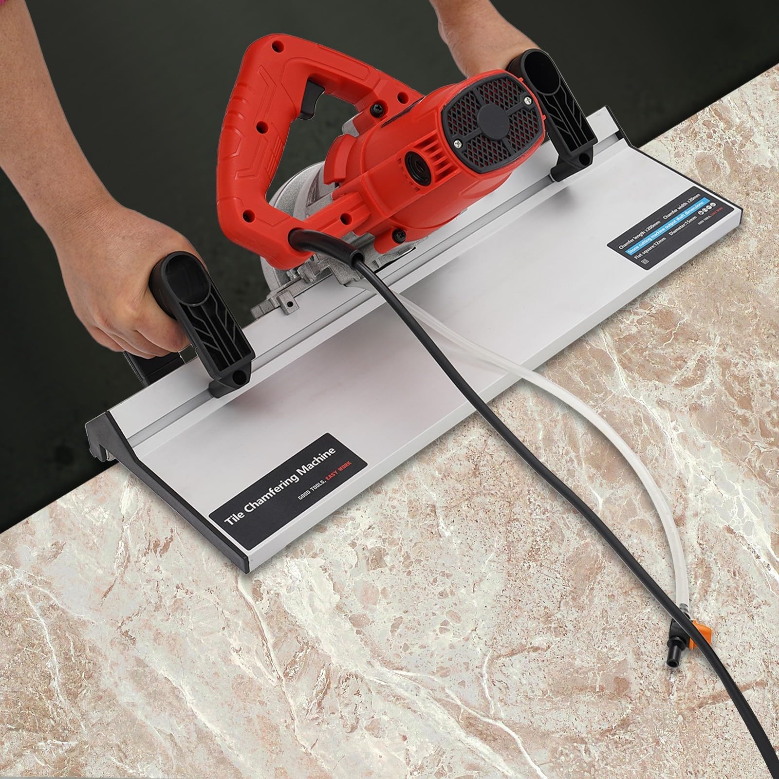 Máquina de biselado para azulejos de 1200 W, cortador de azulejos eléctrico para biselar, herramienta de corte de borde de 43 grados, máquina de ángulo con refrigeración por agua para biselado preciso