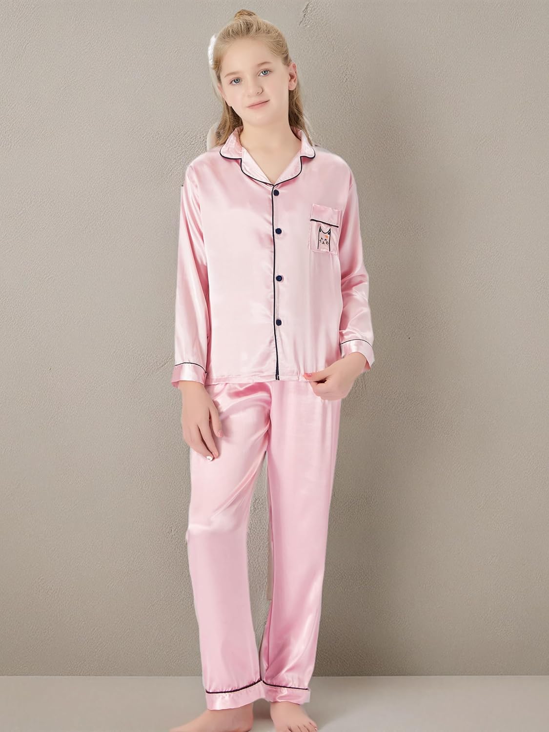 Topgal Satin Pajamas for Girls – Coat Style Unicorn Long Sleeve Silky Button Down PJ Set Size 6-16 - Image 7