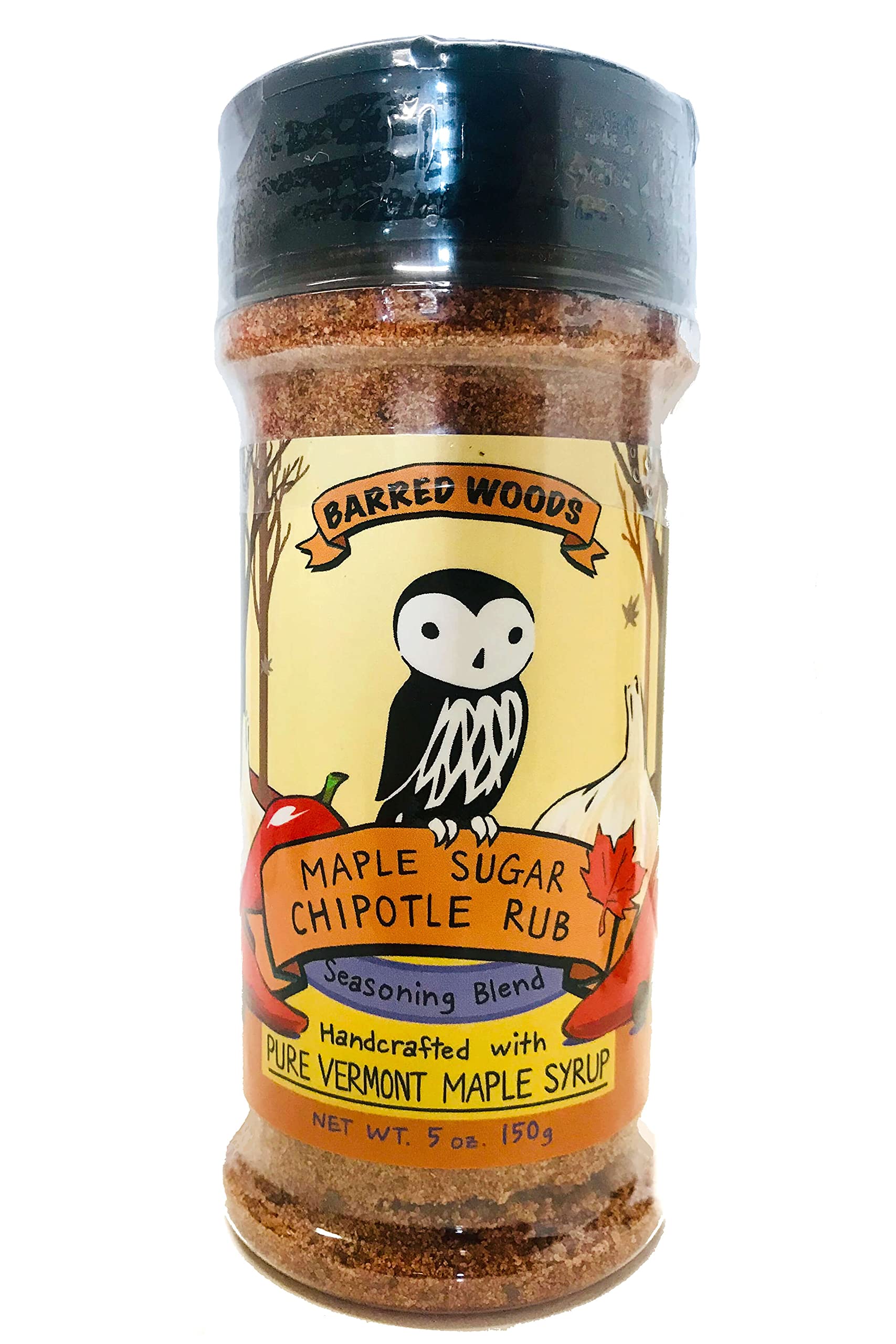 Maple Sugar Chipotle Rub - 5 oz Jar - BBQ and Bacon Rub - Barred Woods Maple
