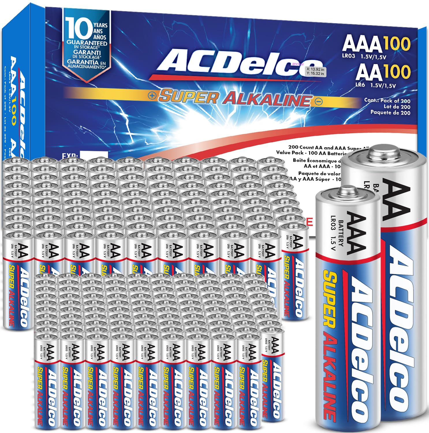 Acdelco Super Piles Alcalines, 100-count des AA et 100-count du AAA