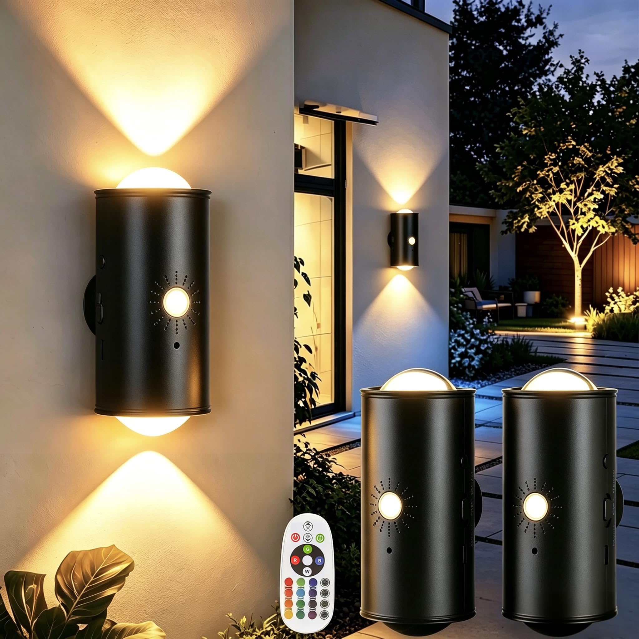 CMANLNYK 2Pcs Motion Sensor Lights Indoor - 2PCS Rechargeable Wall Lights, Magnetic Sensory Light, LED Wireless Wall Lamp, 16 RGB Color Lighting, Suitable for Bedroom Wall-Lights (Black)
