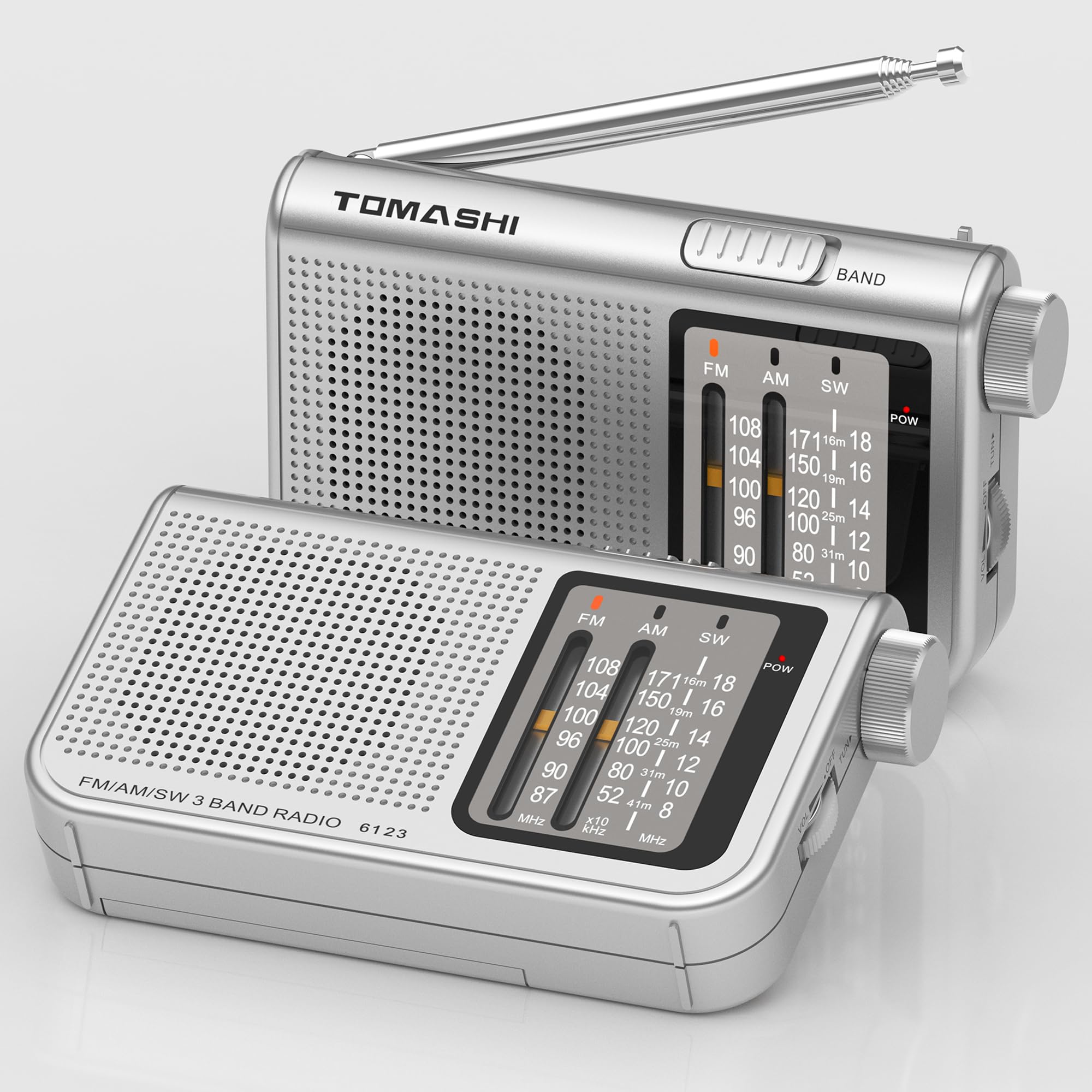 Sponsored Ad – TOMASHI Portable AM FM Shortwave Radio – 3-Band Transistor Radio with Telescopic Antenna, Large Tuning Knob, Battery Powered, 3.5mm Headphone Jack