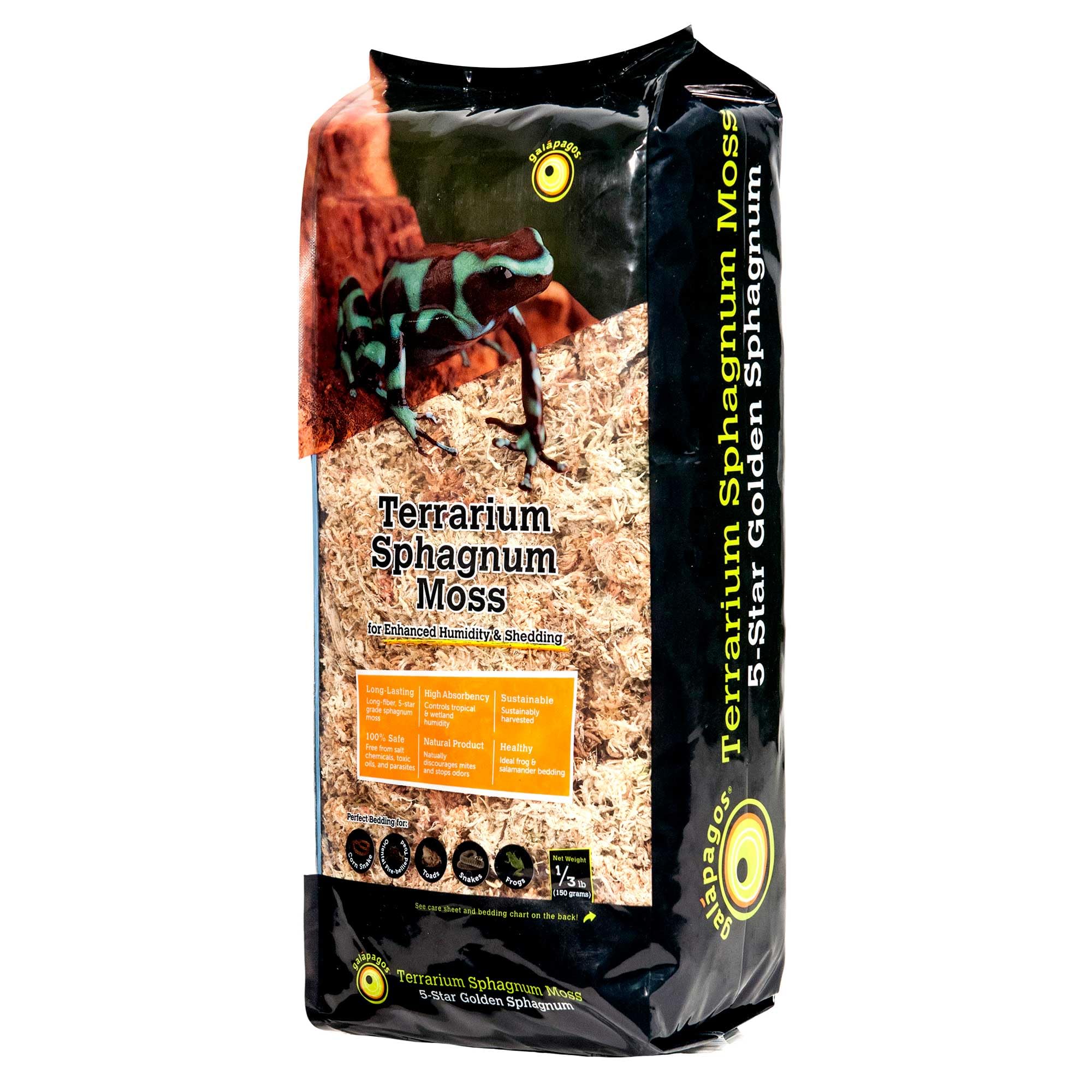 Galápagos (05203) 5-Star Golden Sphagnum Moss | Long-Fiber Snake Bedding, Reptile Substrate & Terrarium Moss for Frogs, Toads, Carnivorous Plants,