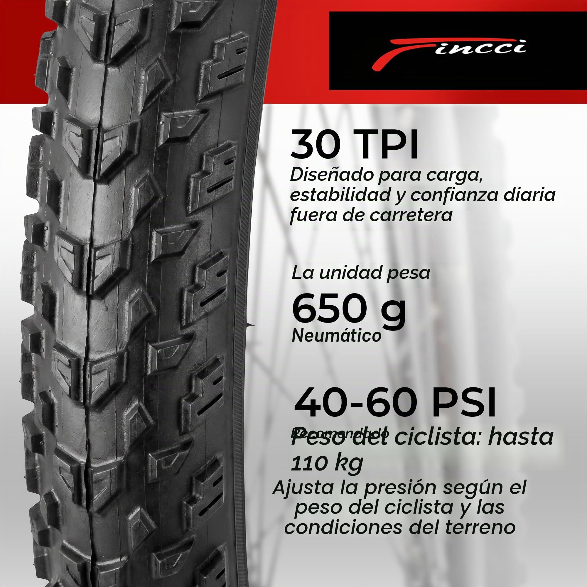 Fincci Cubiertas MTB 27.5 - Pair Plegable Neumáticos 27 5 x 2.10 Pulgadas 60 TPI - Nero Montaña Gomas 54-584 per Uomo & Donna, Mountain Bike, Bici Corsa, Elettrica Bicicletta, Set de 2X Accessori