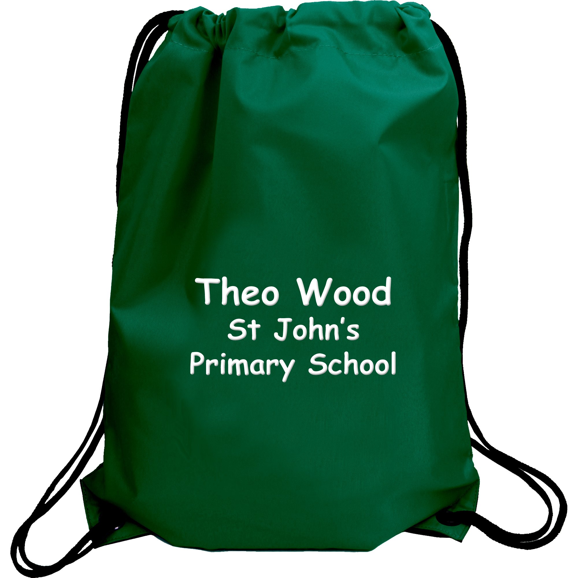 TeddyTs Personalised Name & School Sports PE Drawstring Gym & Swimming Bag (Bottle Green)