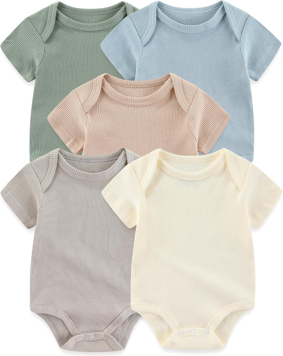 Body para bebé, mezcla acanalada, ropa de verano para recién nacido, niño y niña, paquete de 5