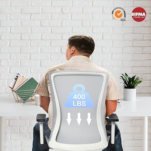 Miniatura 8 de Silla de oficina grande y alta para personas pesadas, 400 libras, silla de escritorio ergonómica de malla con soporte lumbar, altura ajustable y