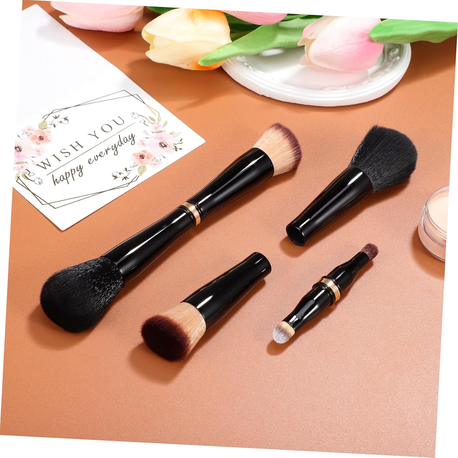 Makeup Brush Set Travel Stackable Double Sided Brush Kit for Face Eyes