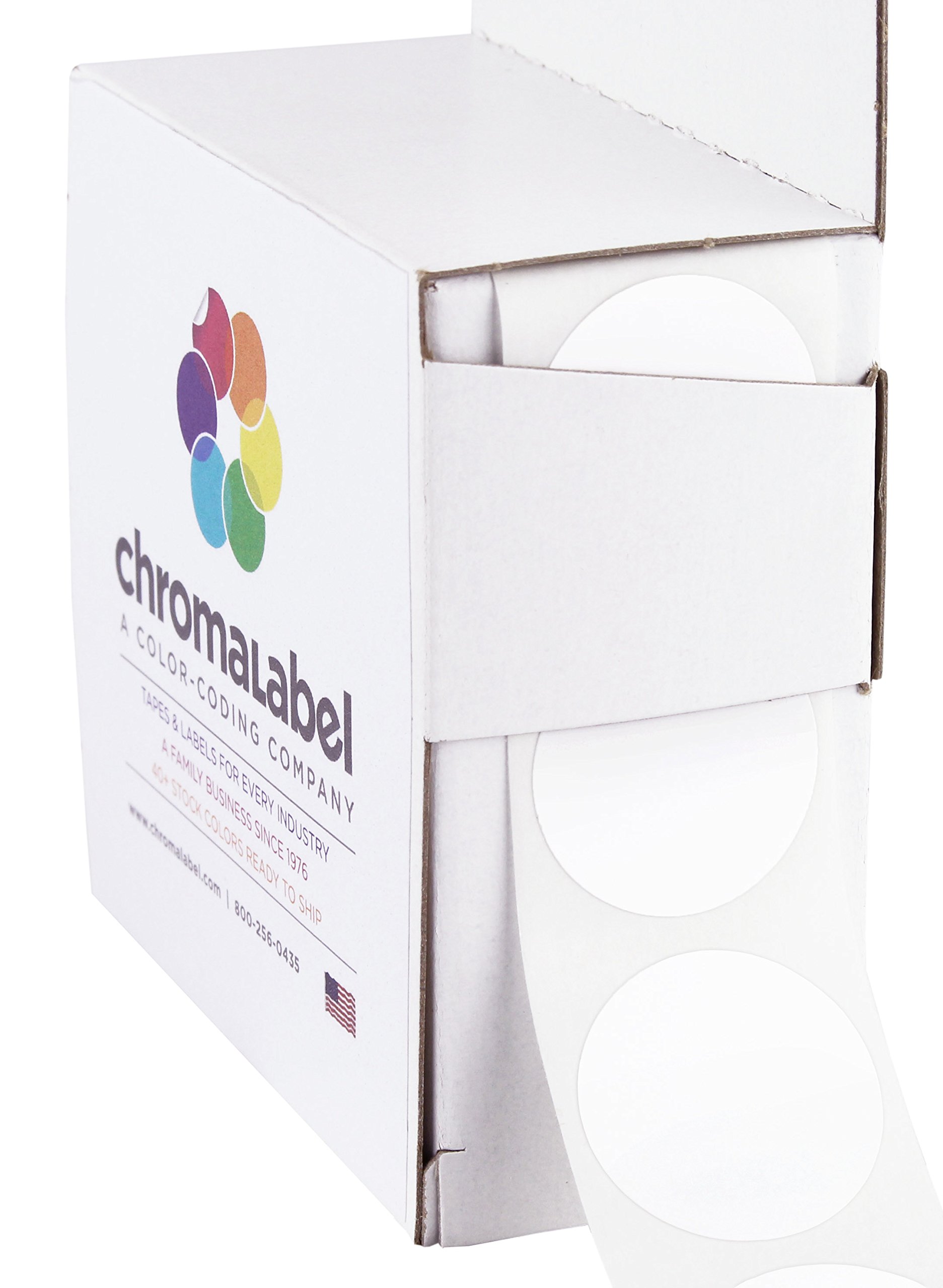 ChromaLabel25.4mm (1 Inch) Round Permanent Colour-Code Dot Stickers, 1000 per Dispenser Box, White