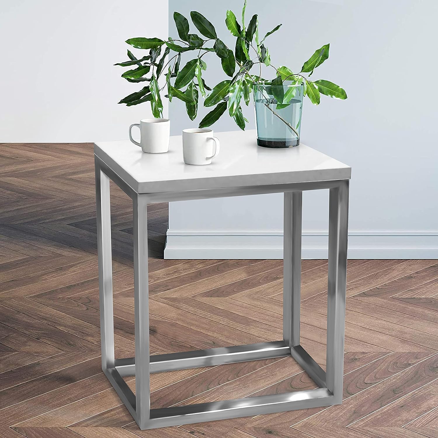 Tablewala Stainless Steel Modern Side Table/End Table/Plant