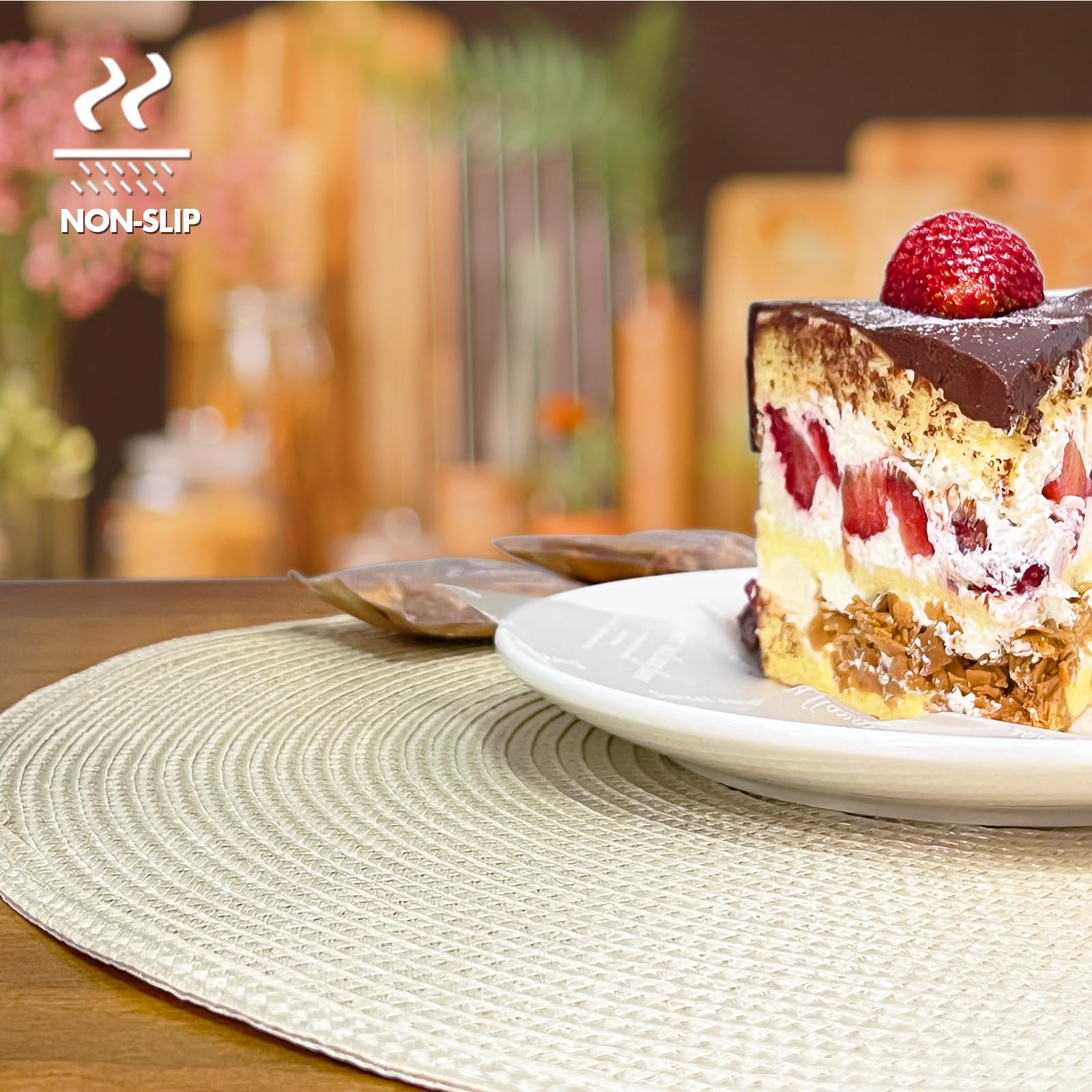 Set Tovagliette Rotonde SOUTHGATE - 6 Pezzi ∅38cm + Sottobicchieri, Blu, Lavabili - Foto 6