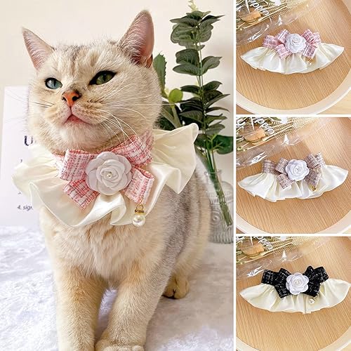 Miniatura 2 de lamphle Collares de gato con pajarita personalizados para niñas gatos collar de perlas con lazo collares de gato para niñas gatos suaves cómodos
