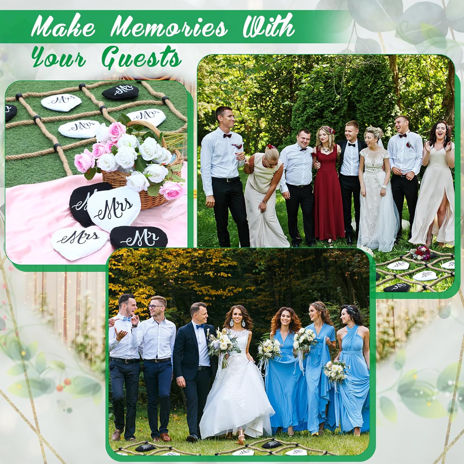 3 x 3 ft Wedding Game for Reception Instant Setup No Assembly Outdoor Game Bean Bag Toss with Rope Yard Backyard Lawn Games for Wedding