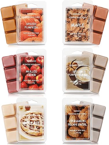 Miniatura 6 de Cera perfumada de otoño, cubos de cera de soja para calentador de cera, aroma fuerte de otoño, pastel de manzana, sidra caliente, especias de
