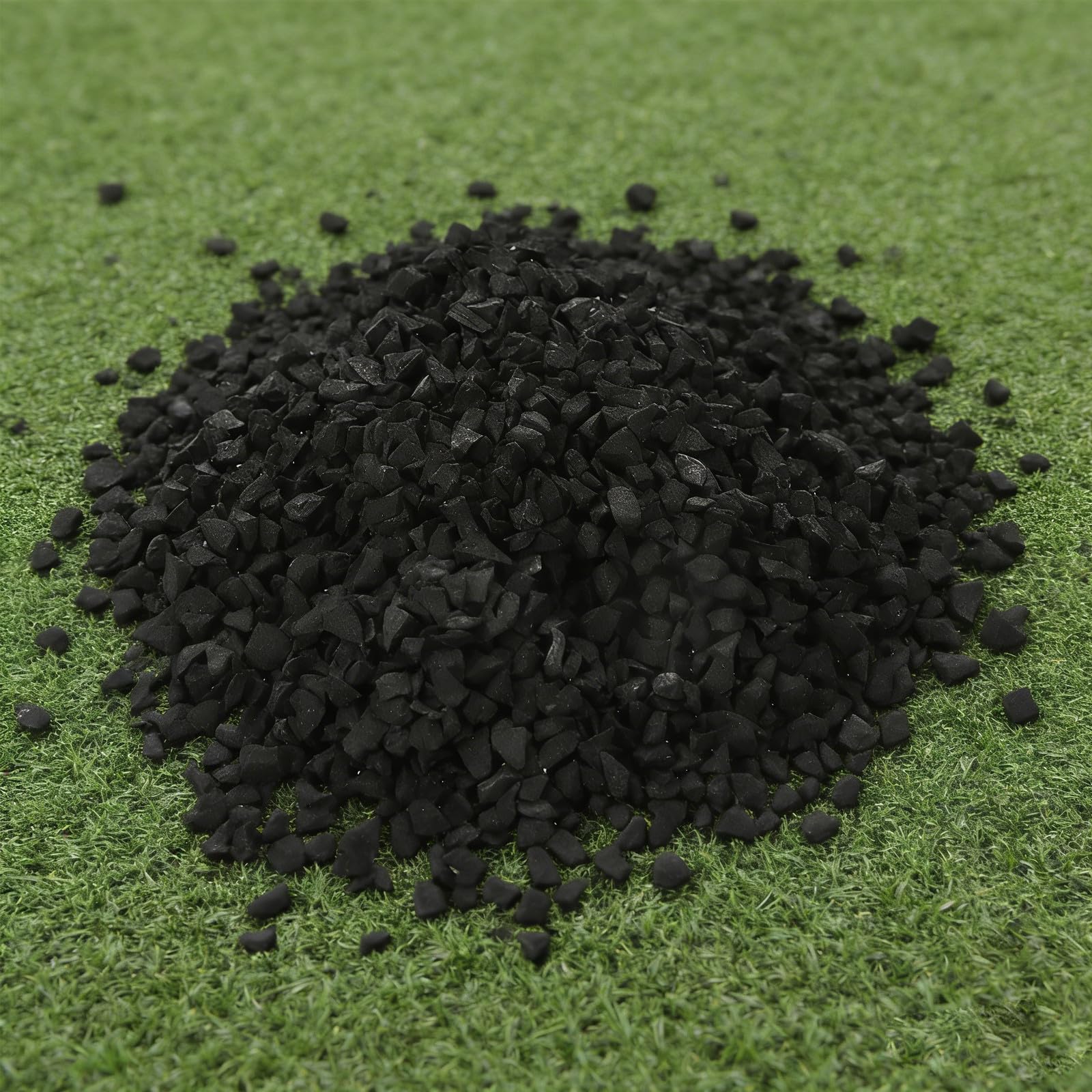 ORFOFE Relleno de Caucho Negro para Césped Artificial Deportivo Excelente Absorción de Impactos y Drenaje Adecuado para Eventos Atléticos y Entrenamiento