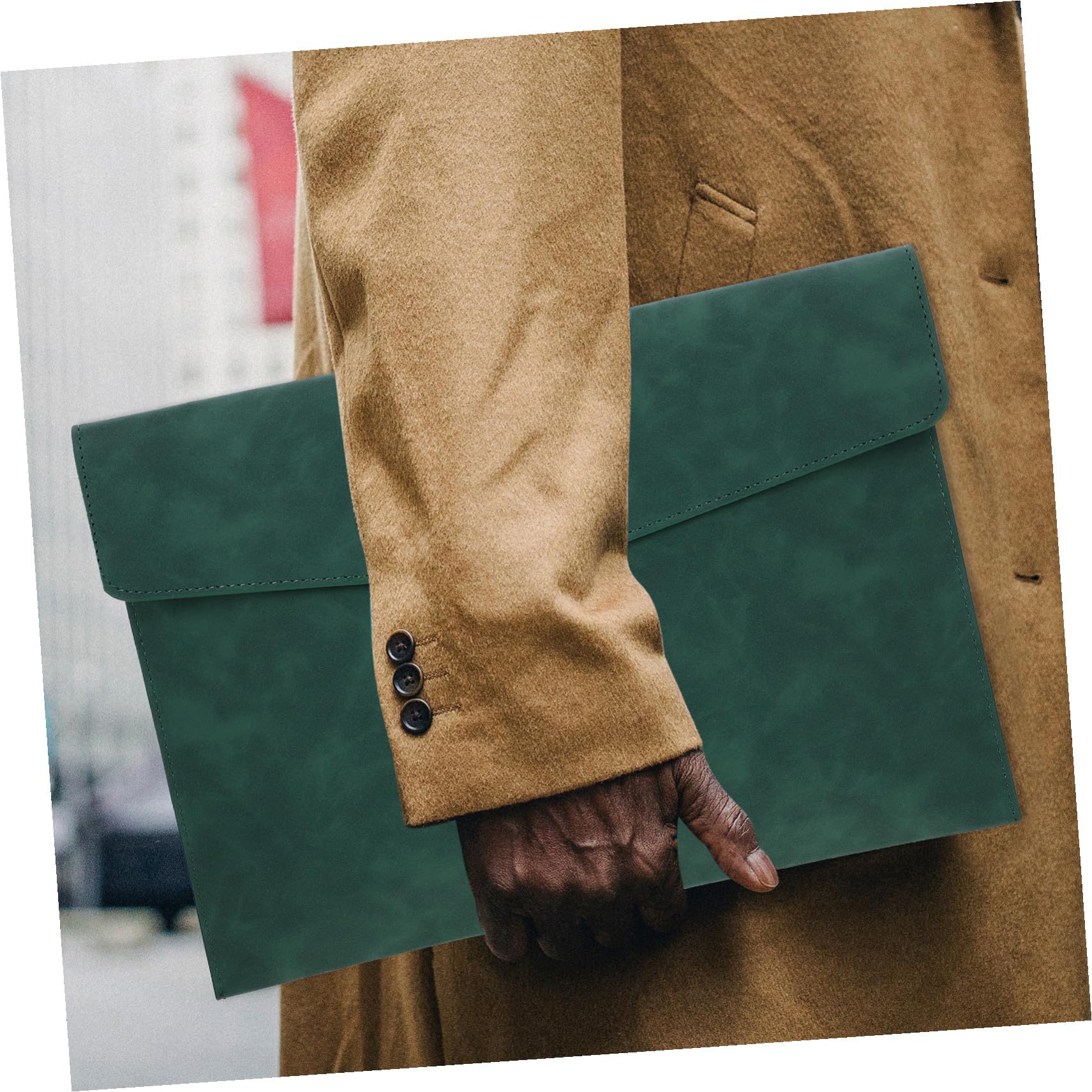 POPETPOP Pochette à Dossiers Paquet à Dossiers Vert Pliable en Simili Cuir pour Organiser Documents Portable pour Étudiants et Bureau