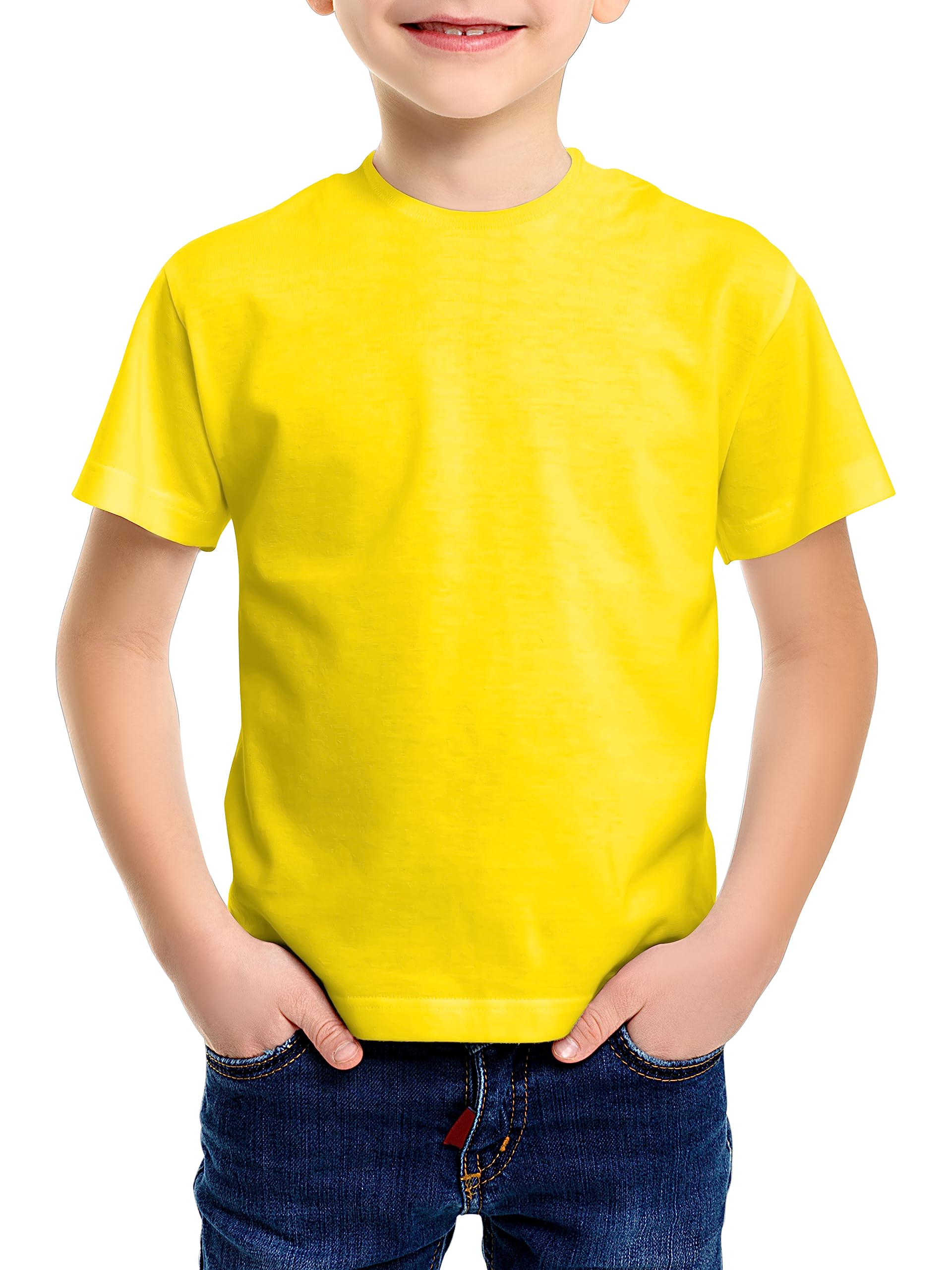 Kids Value Weight Crew Neck Plain T-Shirt Short Sleeve Casual Tees for Boys Cotton Tops for Children