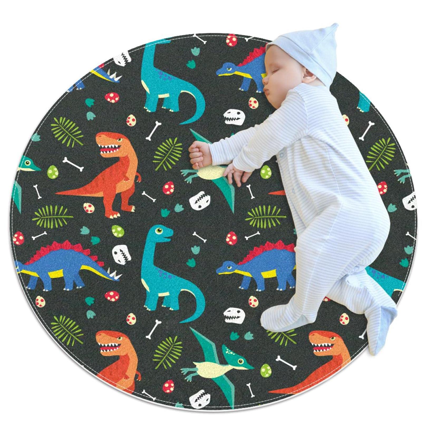 Tapis rond enfants dinosaure pour créer un coin lecture cosy