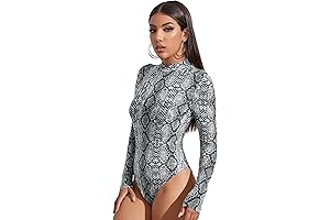 Snake Print Long Sleeve Bodysuit