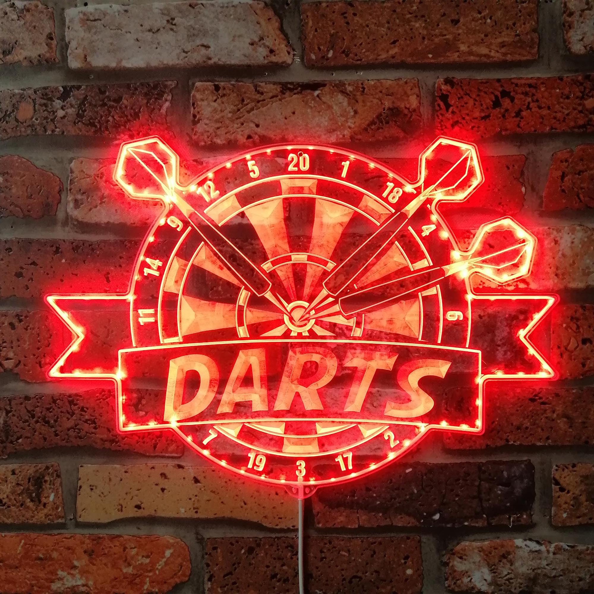 ADVPRO Darts Bar Cafe Pub Game Room RGB Dynamic Glam LED Znak - Wycięty kształt - Inteligentna dekoracja ścienna 3D - Wielokolorowe dynamiczne oznakowanie st06s22-fnd-i0299-c