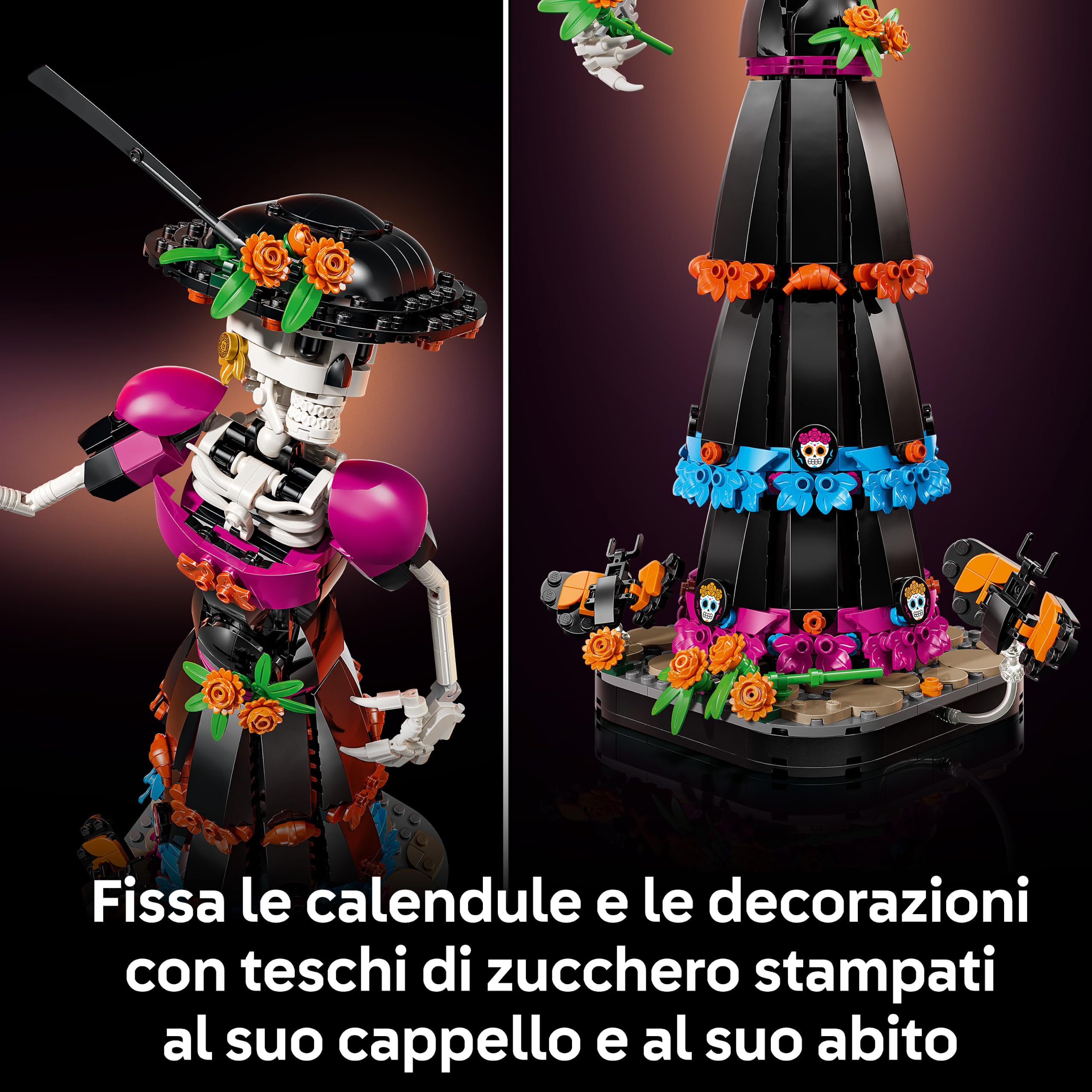LEGO Ideas La Catrina - Kit di Modellismo per Adulti con Action Figura di Scheletro, Fiori Finti e Farfalle Monarca - Decorazione per la Casa per il Día de los Muertos - Idea Regalo Fai da Te - 21372